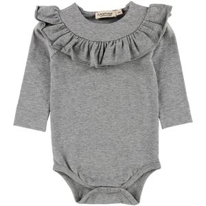 MarMar Romper l/s - Bibbi - Jersey - Grijs Gevlekt - MarMar - 56 - Romper L/S
