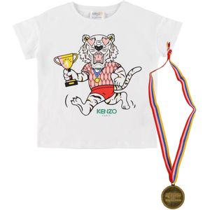 Kenzo T-Shirt - Exclusieve editie - Wit/Roze m. Medaille - Kenzo - 8 jaar (128) - T-Shirts