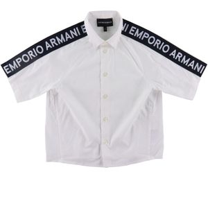 Emporio Armani Overhemd s/s - Wit/Navy m. Logostreep - Emporio Armani - 6 jaar (116) - Hemd S/S