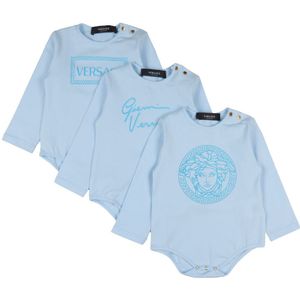 Versace Cadeaubox - Rompers l/s - 3-pack - Lichtblauw - Versace - 12-18 mnd - Romper L/S