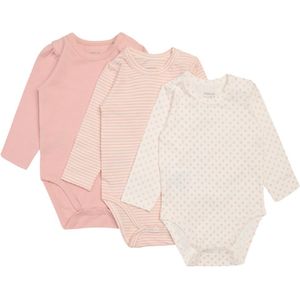 Hust and Claire Romper l/s - Blue - 3-pack - Roze/Wit - Hust and Claire - 50 - Romper L/S