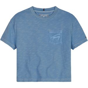 Tommy Hilfiger T-Shirt - Script Pocket - Blue Crush - Tommy Hilfiger - 7 jaar (122) - T-Shirts