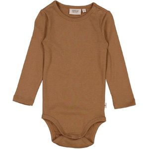 Wheat Romper l/s - Rib - Caramel - Wheat - 74 - Romper L/S