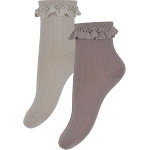 Wheat Sokken - 2-pack - Wol - Kantkous - Nora - Dry Rose M - Wheat - 21/24 - Sokken