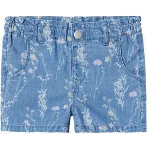 Name It Shorts - NmfBella - Medium+ Blue Denim m. Bloemen - Name It - 2 jaar (92) - Shorts