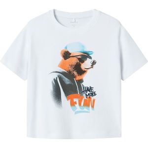Name It T-Shirt - NmmLewis - Bright White m. Beer - Name It - 2 jaar (92) - T-Shirts