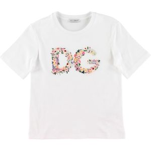Dolce & Gabbana T-Shirt - Country - Wit m. Pruimenbroder - Dolce & Gabbana - 4 jaar (104) - T-Shirts