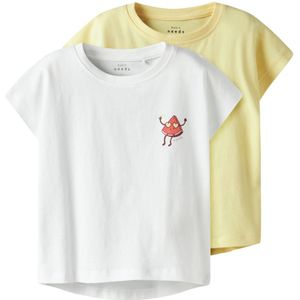 Name It - NmfVarutti - T-Shirt - 2-pack - Lemon Meringue/Bright Wh