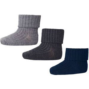 MP Sokken - 3-pack - Wol - Rib - Grey Melange - MP - 17/18 - Sokken