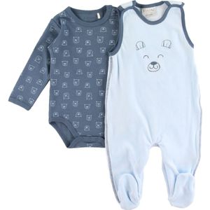 Fixoni Romper m. Voetjes m. Romper l/s - Light Blue/Blauw m. Bee - Fixoni - 68 - Boxpak