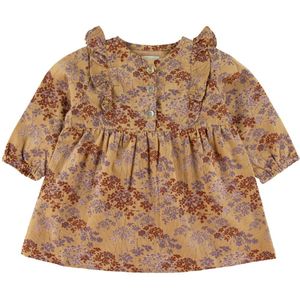 Mini A Ture Jurk - Corduroy - Ama - Sweet Curry m. Bloemen - Mini A Ture - 74 - Jurk