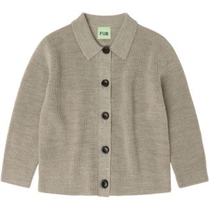 FUB Cardigan - Gebreid - Wol - Havermoutmelange - FUB - 110 - Cardigan