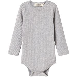 MarMar Romper l/s - Rib - Modaal - Noos - Lichtgrijs Gevlekt - MarMar - 56 - Romper L/S