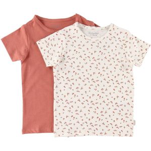 Minymo T-Shirt - 2-pack - Canyon Rose/Wit m. Bloemen - Minymo - 10 jaar (140) - T-Shirts