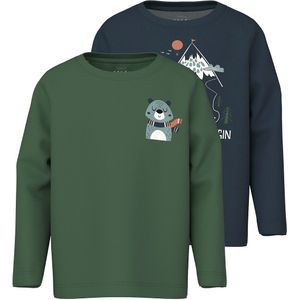 Name It Blousen - NmmVux - 2-pack - Navy Blazer/Garden Topiary - Name It - 2 jaar (92) - Shirts