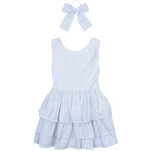The New Jurk/Haarelastiek - TnNalani - White Swan Striped m. Gli - The New - 5-6 jaar (110-116) - Jurk