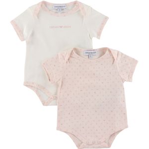 Emporio Armani Rompers s/s - 2-pack - Aquile Roze/Wit - Emporio Armani - 12 mnd - Romper S/S