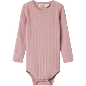 MarMar Romper l/s - Modaal - Rib - Benedictus - Soft Berry - MarMar - 56 - Romper L/S