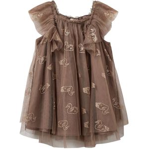 Sofie Schnoor Jurk - Bloesem - Bruin m. Glitter - Sofie Schnoor - 4 jaar (104) - Jurk