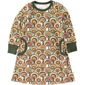 Katvig Jurk - Legergroen m. Bomen - Katvig - 1 jaar (80) - Jurk