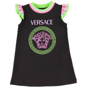 Versace Jurk - Zwart m. Neon/Logo - Versace - 24 mnd - Jurk