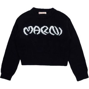 Marni Blouse - Bijgesneden - Wol/Nylon - Zwart m. Wit - Marni - 10 jaar (140) - Shirts