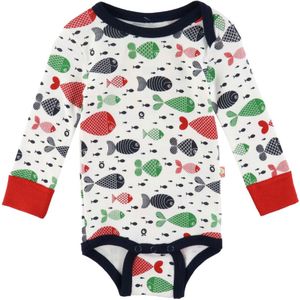 Katvig Romper l/s - Wit m. Vissen - Katvig - 56 - Romper L/S
