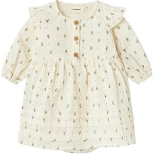 Lil' Atelier Body met Rok L/Æ - NbfRaisa - Tortelduif m. Bloemen - Lil Atelier - 56 - Romper L/S