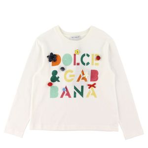 Dolce & Gabbana Blouse - Wit m. Tekst/Knoppen - Dolce & Gabbana - 12 jaar (152) - Shirts