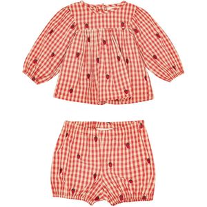 Flöss Set - Jurk/Bloomers - Berry Ruitjes m. Ruiten - Flöss - 68 - Jurk