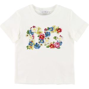 Dolce & Gabbana T-Shirt - Blooming - Wit m. Logo - Dolce & Gabbana - 4 jaar (104) - T-Shirts