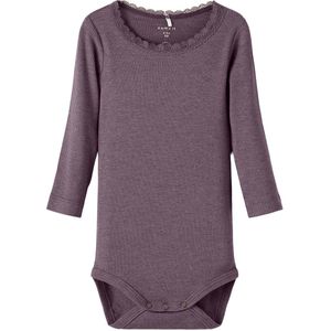 Name It Romper L/æ - Noos - Rib - NbfKab - Arctic Dusk/Melange - Name It - 50 - Romper L/S