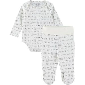 Emporio Armani Buik/Romper L/æ - Wit/Beige m. Print - Emporio Armani - 12 mnd - Romper L/S