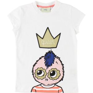 Fendi Kids T-Shirt - Wit m. FendiRumi/Gouden kroon - Fendi - 5 jaar (110) - T-Shirts