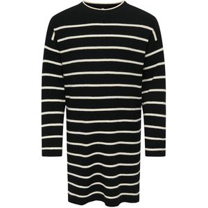 Kids Only Jurk - Gebreid - Rib - KogIbi - Black/Witkop Grey - Kids Only - 9-10 jaar (134-140) - Jurk