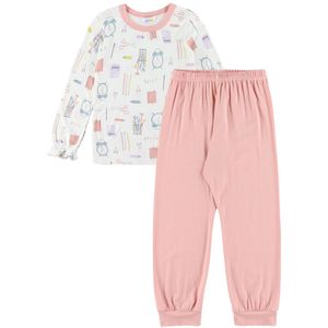 Joha Pyjama set - 2 Gedeeld - Viscose/Bamboe - Off White m. Prin - Joha - 90 - Pyjama - Tweedelig
