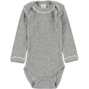 Smallstuff Romper - l/s - Grijs Gevlekt m. Pointelle/Kantrand - Smallstuff - 56 - Romper L/S