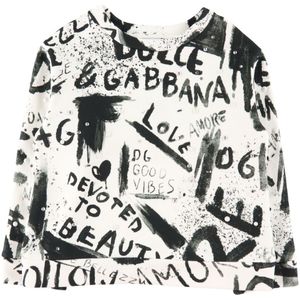 Dolce & Gabbana Sweatshirt - DG Volgende - Wit/Zwart m. Kralen - Dolce & Gabbana - 2 jaar (92) - Sweatshirt