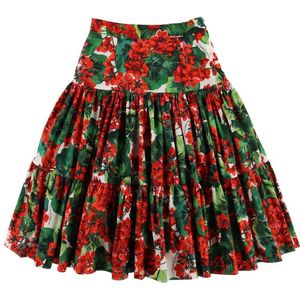 Dolce & Gabbana Rok - Portofino - Rood/Groen m. Bloemen - Dolce & Gabbana - 5 jaar (110) - Rok