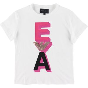 Emporio Armani T-Shirt - Wit m. Roze/Goud - Emporio Armani - 12 jaar (152) - T-Shirts