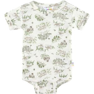 Joha Romper s/s - Wol/Zijde - Off White m. Bomen - Joha - 50 - Romper S/S