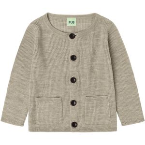 FUB Cardigan - Rib - Gebreid - Wol - Havermoutmelange - FUB - 62 - Cardigan