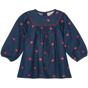 Flöss Jurk - Denim - Amee - Mid Blue Heart - Flöss - 1½ jaar (86) - Jurk