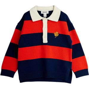 Mini Rodini Blouse - Gebreid - Rugby - Rood/Blauw/Wit - Mini Rodini - 4-5 jaar (104-110) - Shirts