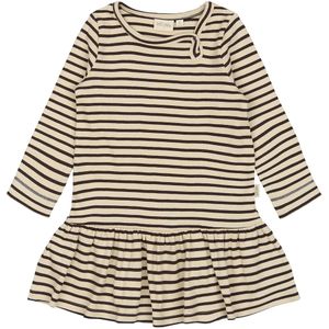 Petit Piao Jurk - Rib - Modaal - Koffieboon/Off White - Petit Piao - 1 jaar (80) - Jurk