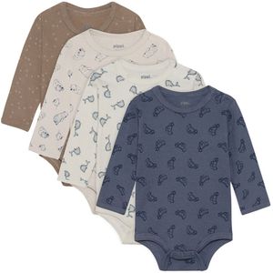 Pippi Baby Rompers l/s - 4-pack - Vuursteen Stone - Pippi Baby - 50 - Romper L/S