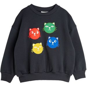 Mini Rodini Sweatshirt - Cool Katten - Black - Mini Rodini - 4-5 jaar (104-110) - Sweatshirt