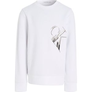 Calvin Klein Sweatshirt - Hyper Real Monogram - Bright White m. - Calvin Klein - 8 jaar (128) - Sweatshirt