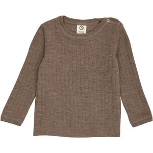 Müsli Blouse - Rib - Wol - Walnoot Melange - Müsli - 74 - Shirts