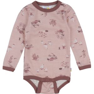 Joha Romper l/s - Wol/Bamboe - Roze m. Print - Joha - 50 - Romper L/S